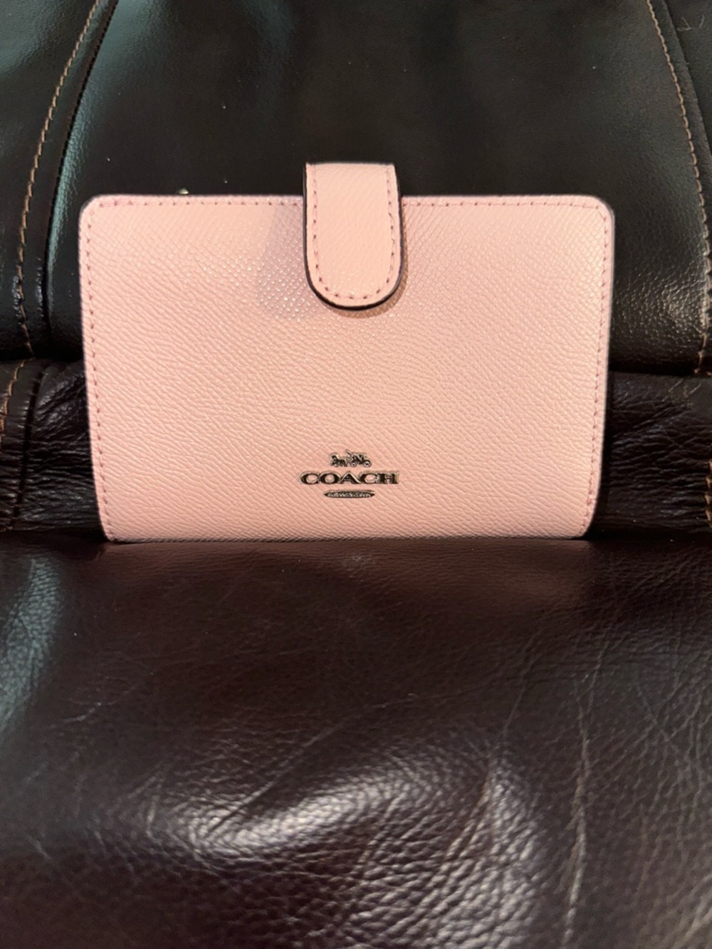 Coach Blush Pink Leather Snap-Closure Wallet. New